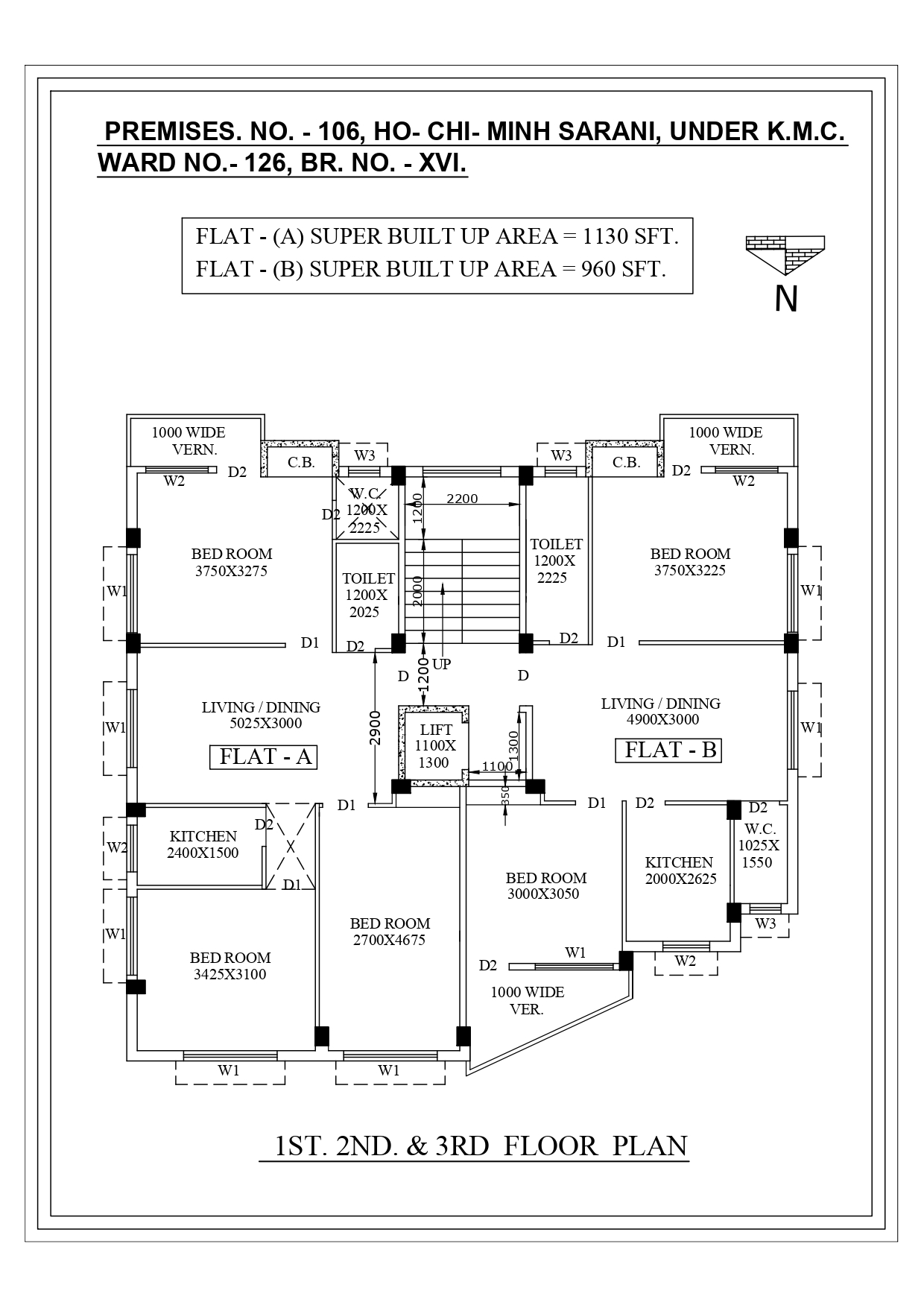 Behala Chowrasta West,Ho-Chi-Minh Sarani,Paris Para,1130sqft,3BHK (PA431)