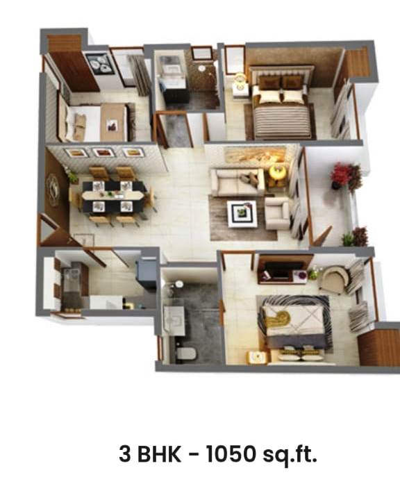 Bhasa,South 24pgs District, Swayam City Complex,1050sqft,3BHK (OA455)