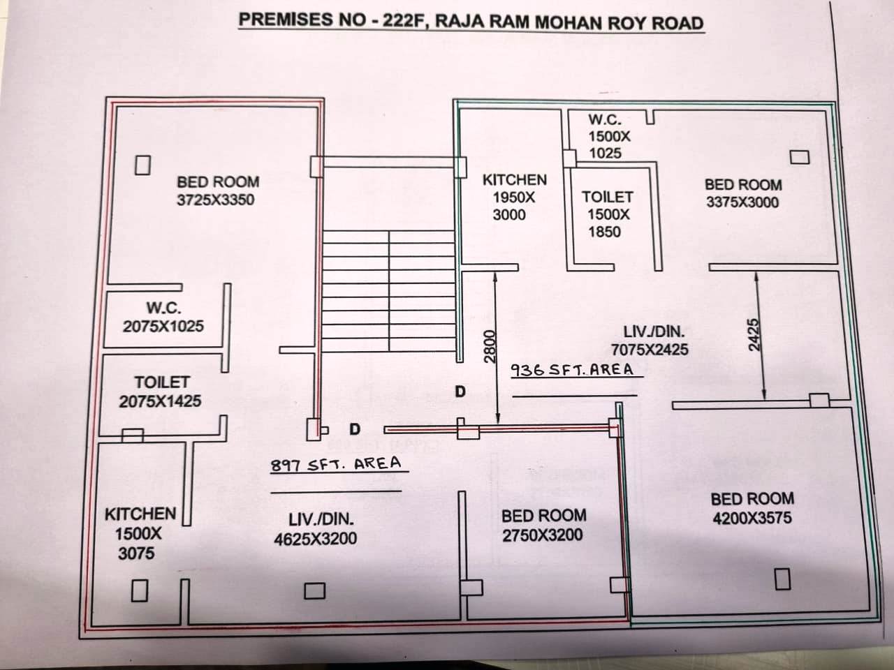 Swamiji Sarak,Raja Rammohan Roy Road,2BHK (PA190)