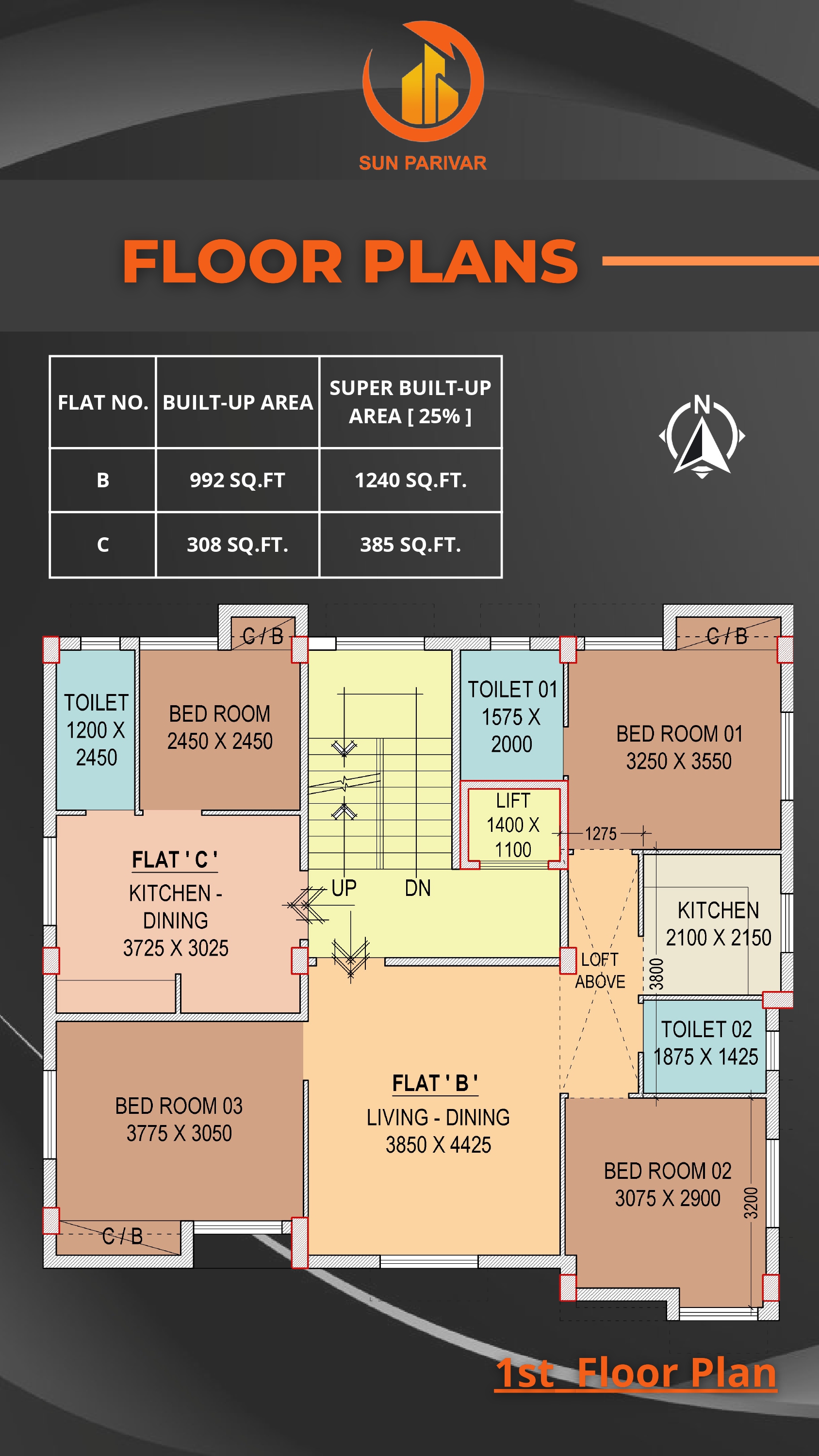 Behala,Jyotish Roy Road,Sun Jyoti Apartment,1600sqft,3BHK (PA115)